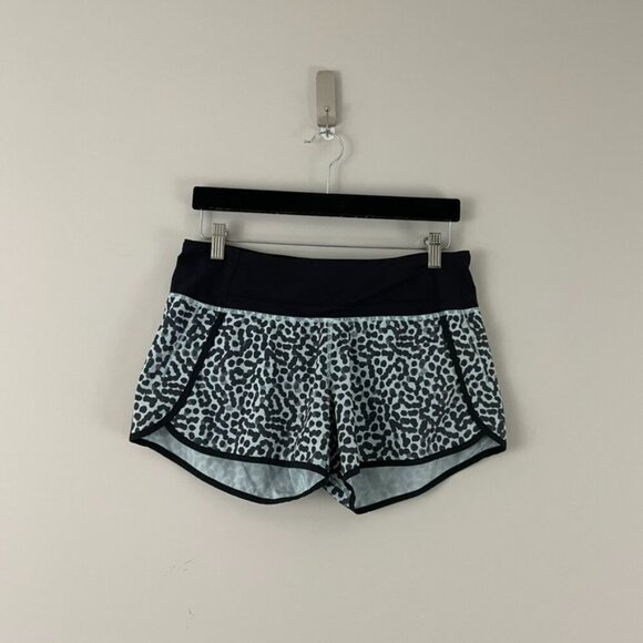 Lululemon Run Times Shorts Ace Spot Tranquil Blue Black Size 6 - Picture 1 of 6